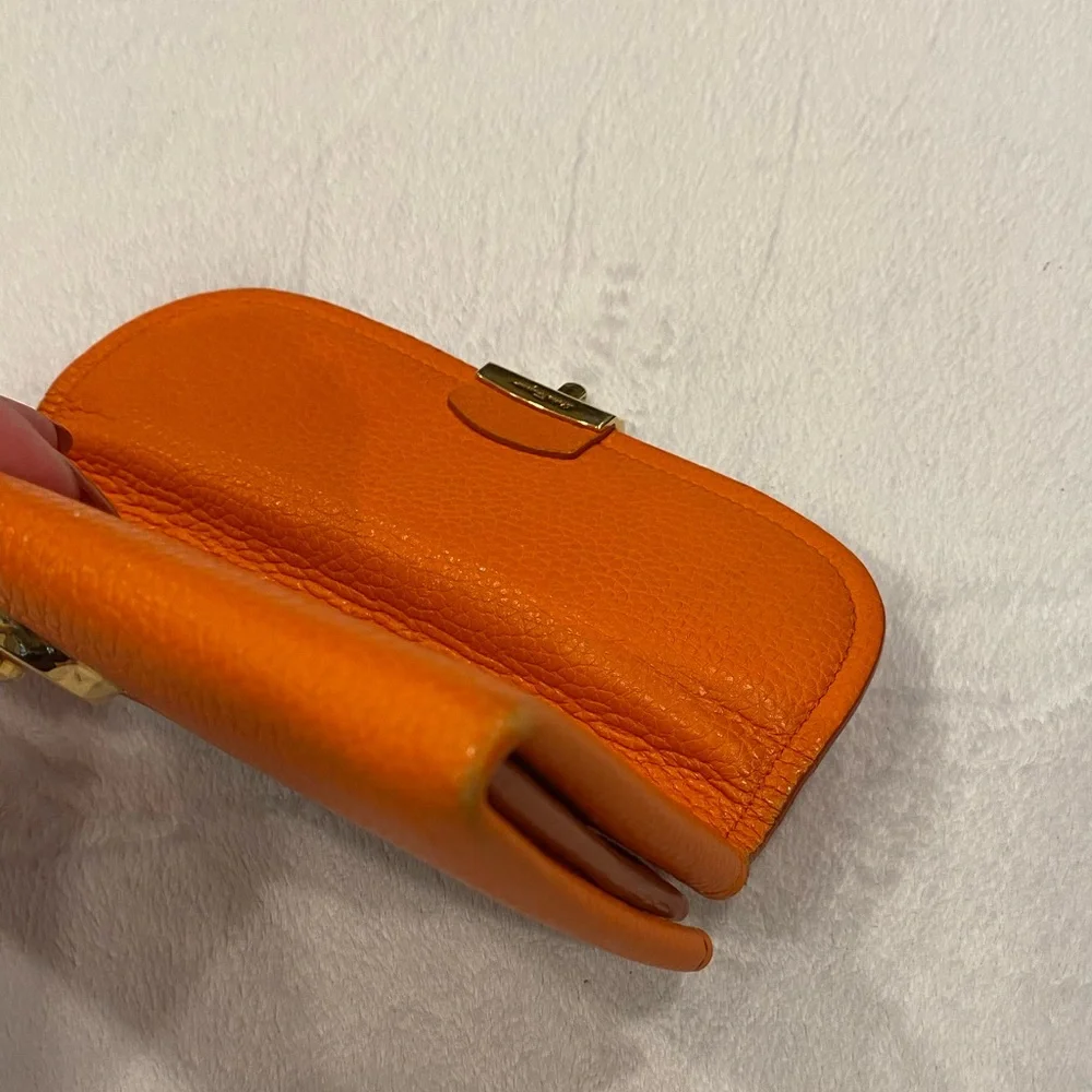 Ferragamo Orange Leather Continental Wallet with Gold Clasp